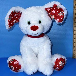 Build A Bear Merry Mint Christmas Puppy Dog White Red Candy Peppermint 12" Plush